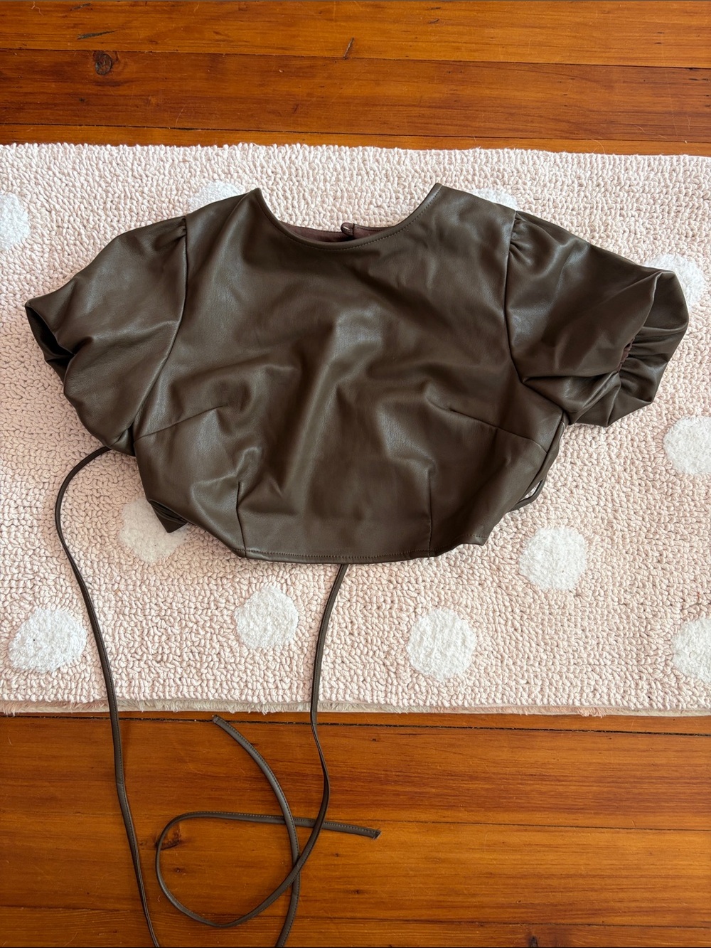Brown Faux Leather Crop Top